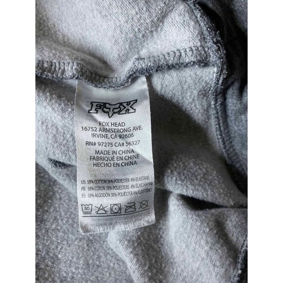 Fox Racing Gray Mock Neck Fleece Pullover Mens M Sweater Arm Spellout - Picture 6 of 8